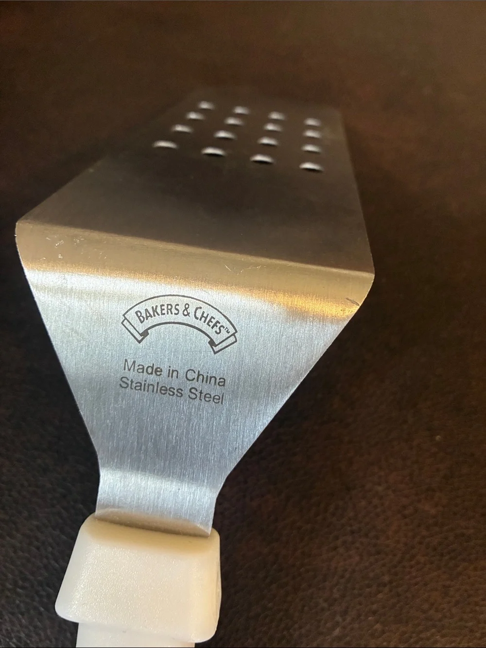 White-Handled Stainless Steel Slotted Turner Spatula